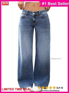 Low-Rise Baggy Jeans Wide Leg Loose Denim Pants Y2K Streetwear